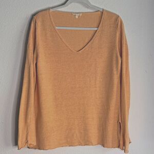 Eileen Fisher Linen Sweater Womens Medium Orange Knit Organic Slouchy Beachy